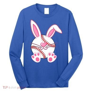 Baseball Player Easter Bunny Ears Easter Day Gift Long Sleeve Shirt