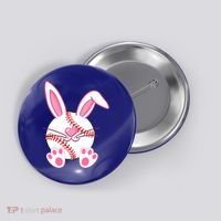 Baseball Player Easter Bunny Ears Easter Day Gift Button thumb 0