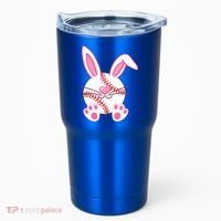 Baseball Player Easter Bunny Ears Easter Day Gift Tumbler thumb 0