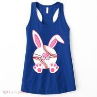 Baseball Player Easter Bunny Ears Easter Day Gift Women's Tank Top thumb 0