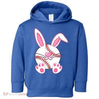 Baseball Player Easter Bunny Ears Easter Day Gift Toddler Hoodie