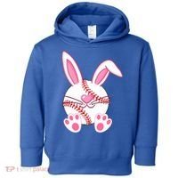 Baseball Player Easter Bunny Ears Easter Day Gift Toddler Hoodie thumb 0
