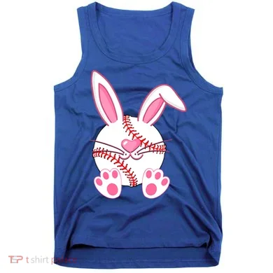 Baseball Player Easter Bunny Ears Easter Day Gift Tank Top