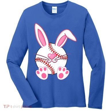 Baseball Player Easter Bunny Ears Easter Day Gift Women's Long Sleeve Shirt