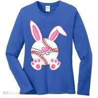 Baseball Player Easter Bunny Ears Easter Day Gift Women's Long Sleeve Shirt thumb 0