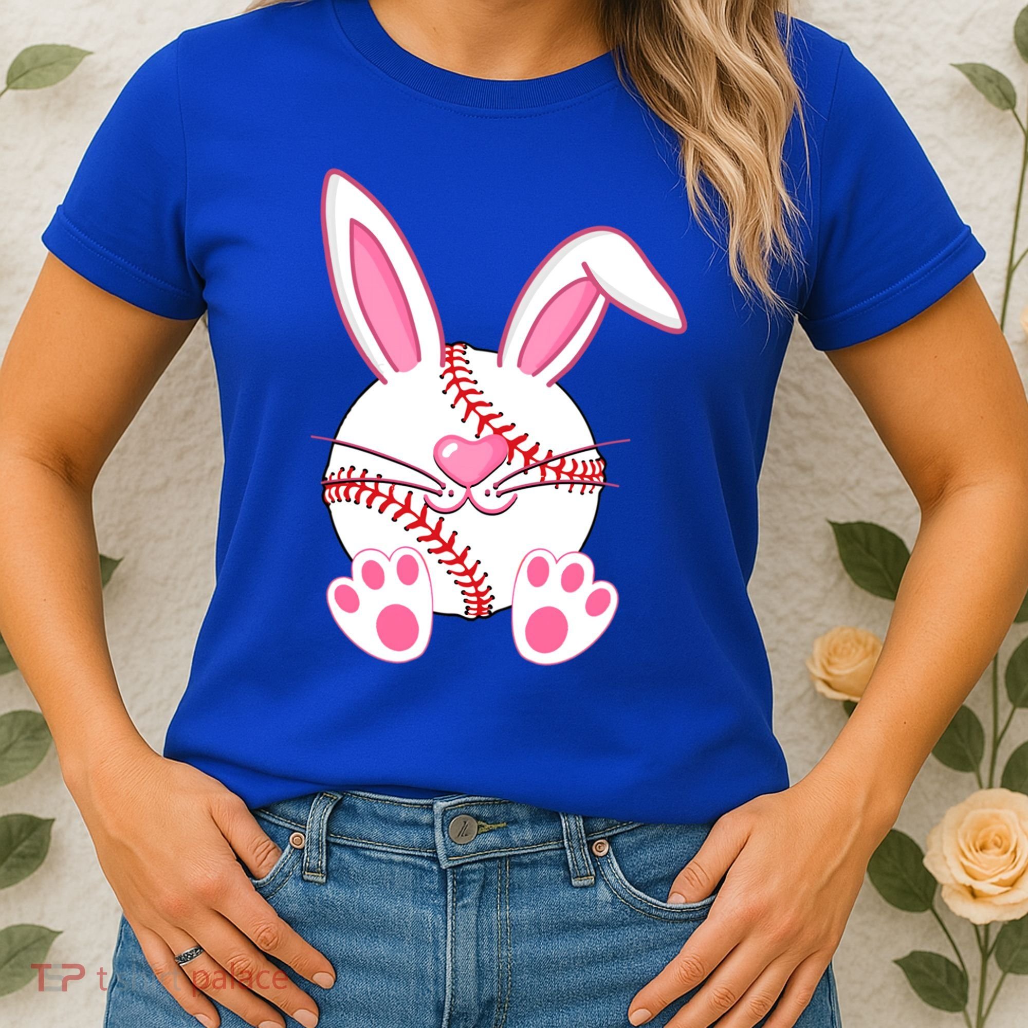 Baseball Player Easter Bunny Ears Easter Day Gift Women's T-Shirt