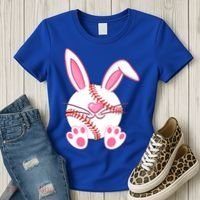 Baseball Player Easter Bunny Ears Easter Day Gift Women's T-Shirt thumb 3