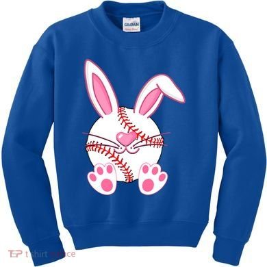 Baseball Player Easter Bunny Ears Easter Day Gift Kids Sweatshirt