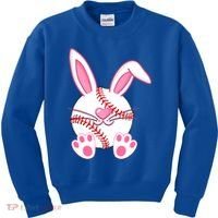 Baseball Player Easter Bunny Ears Easter Day Gift Kids Sweatshirt thumb 0