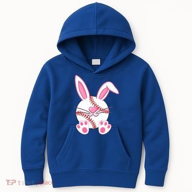 Baseball Player Easter Bunny Ears Easter Day Gift Kids Hoodie