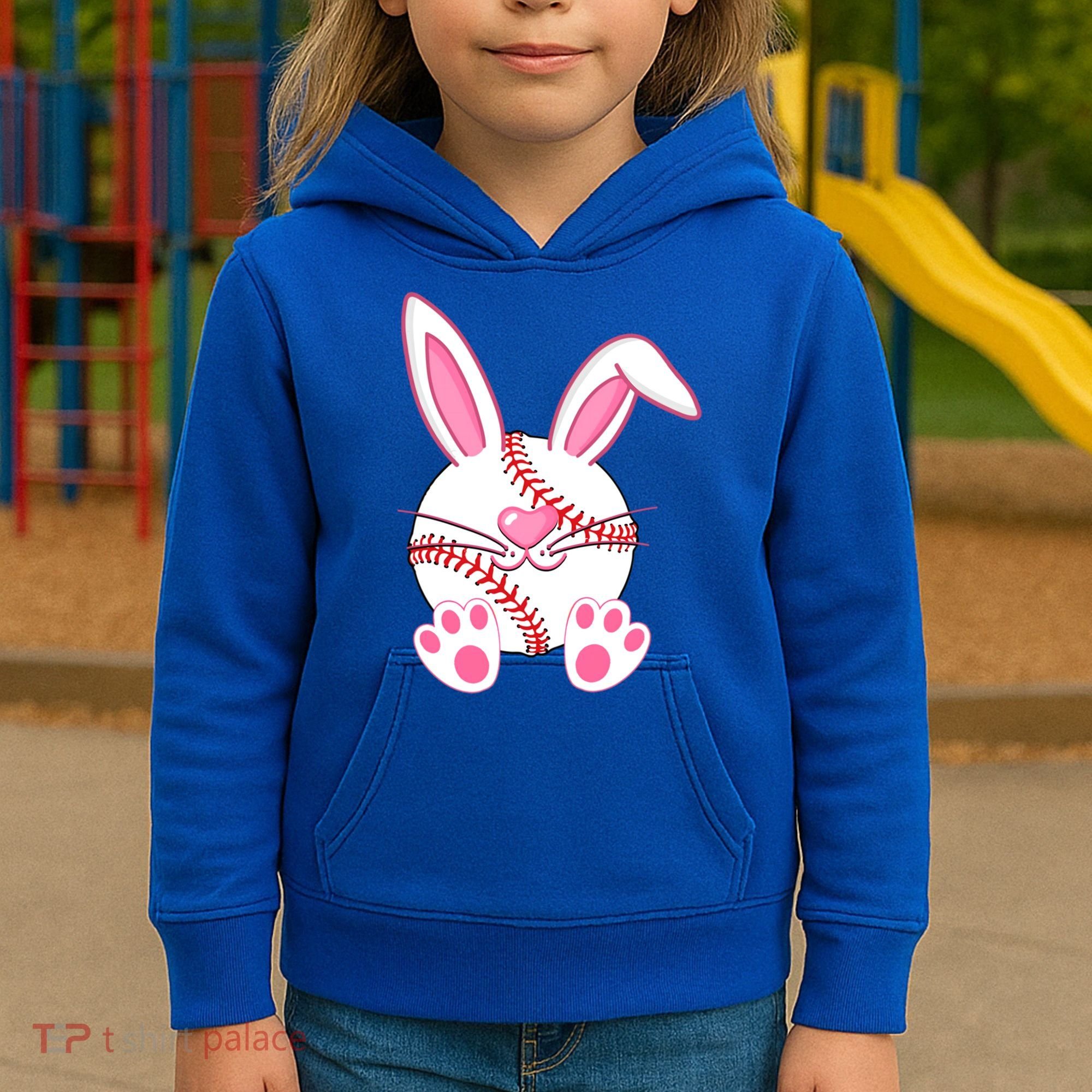 Baseball Player Easter Bunny Ears Easter Day Gift Kids Hoodie