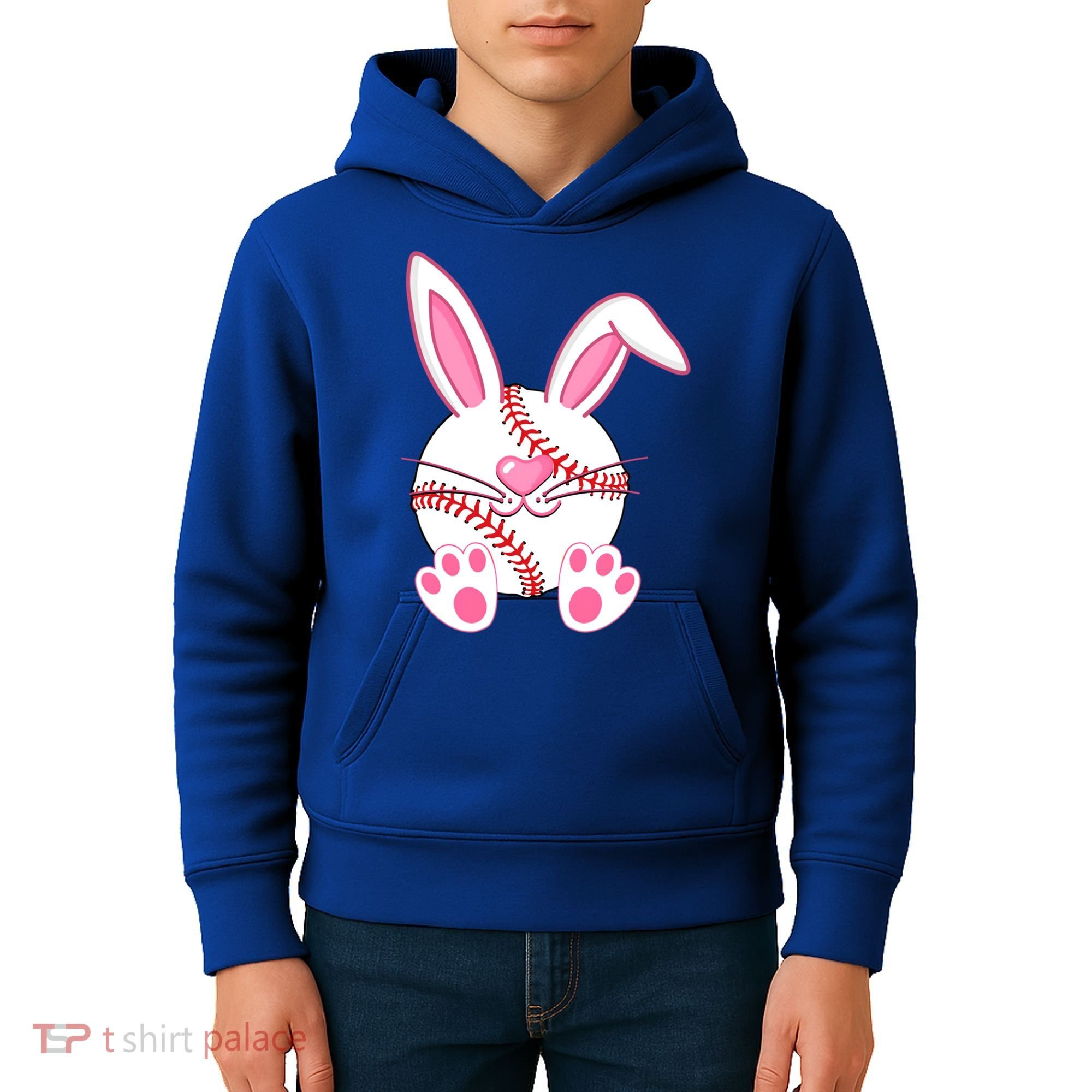 Baseball Player Easter Bunny Ears Easter Day Gift Kids Hoodie