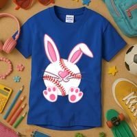 Baseball Player Easter Bunny Ears Easter Day Gift Kids T-Shirt thumb 3