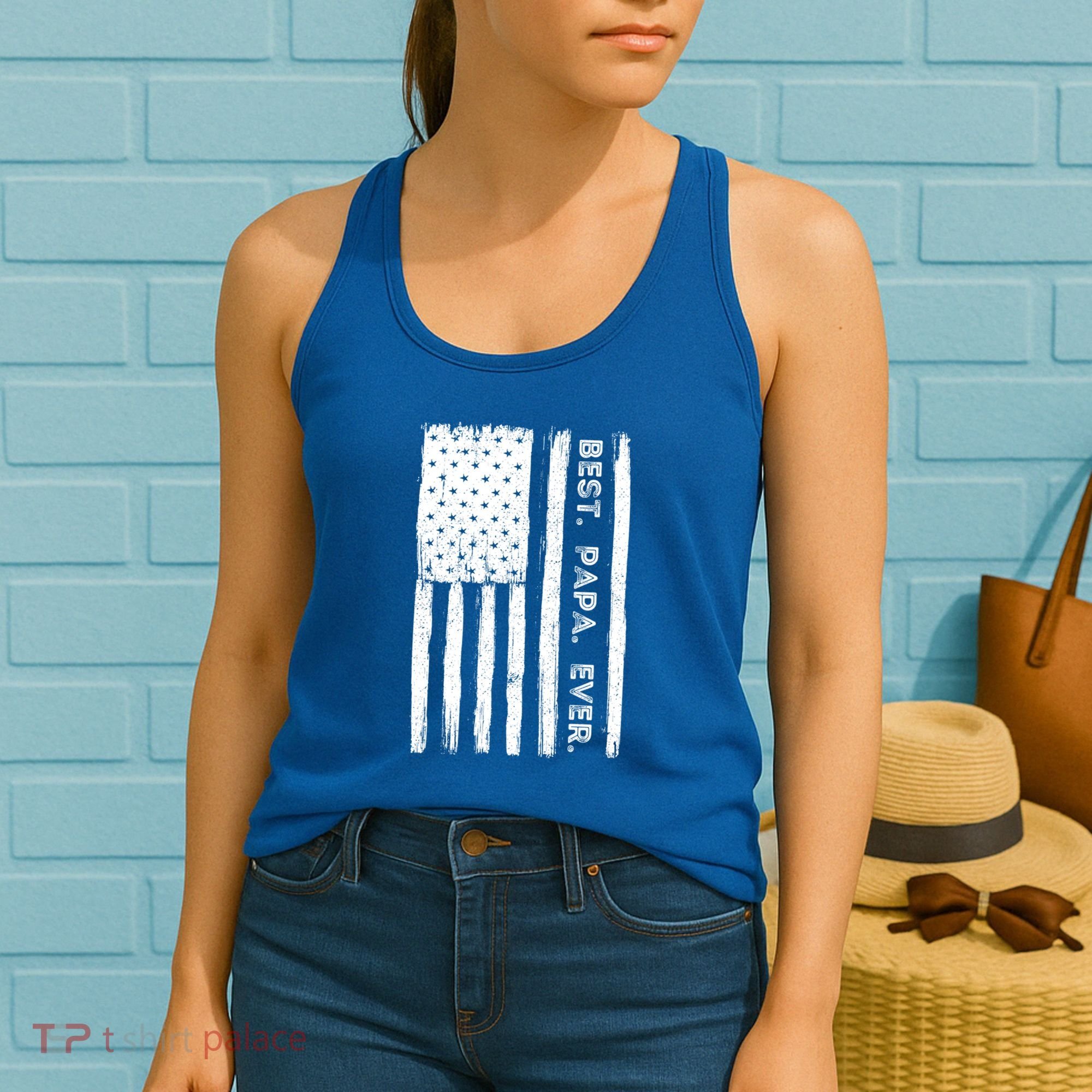 Best Papa Ever Patriotic Usa American Flag FatherS Day Dad Gift Women's Tank Top