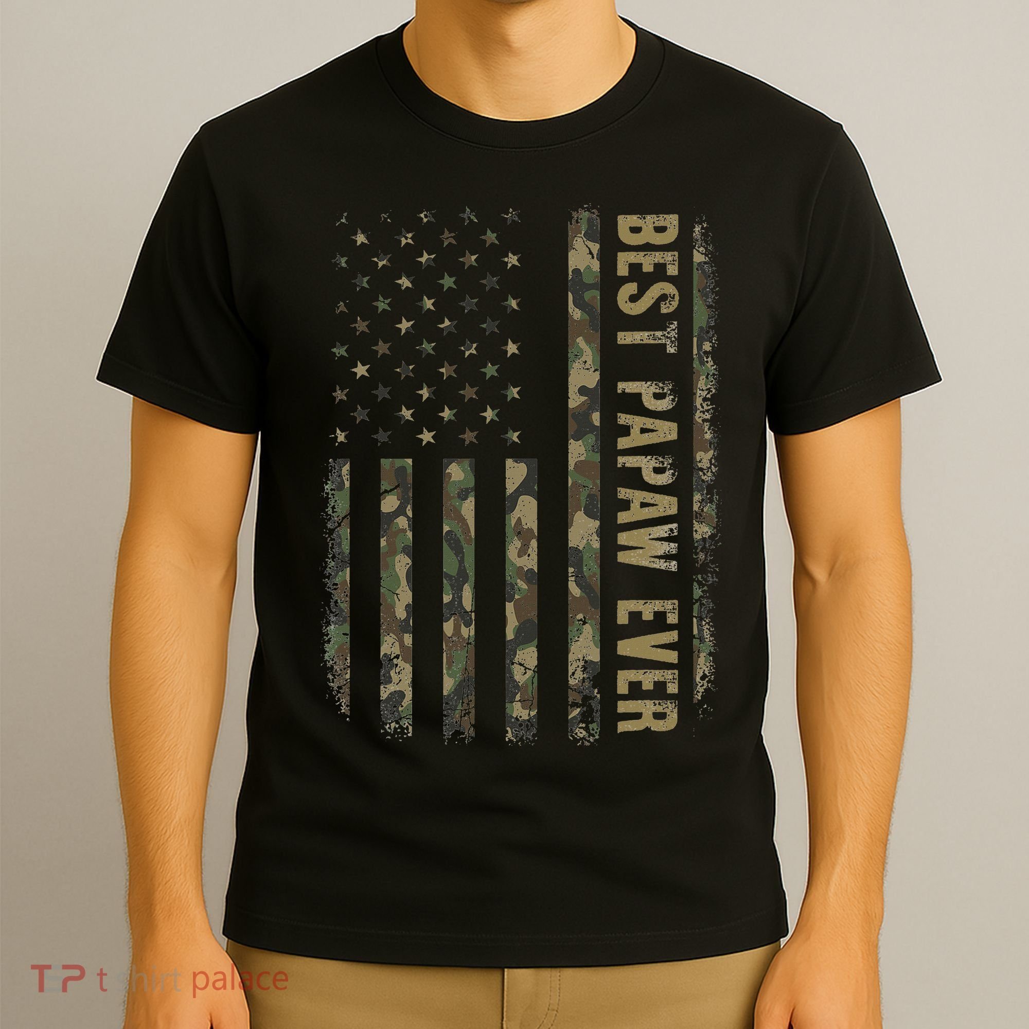 Best Papaw Ever Camouflage American Flag Father's Day T-Shirt