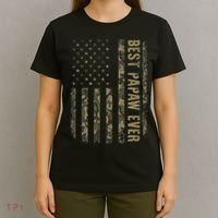Best Papaw Ever Camouflage American Flag Father's Day T-Shirt thumb 4