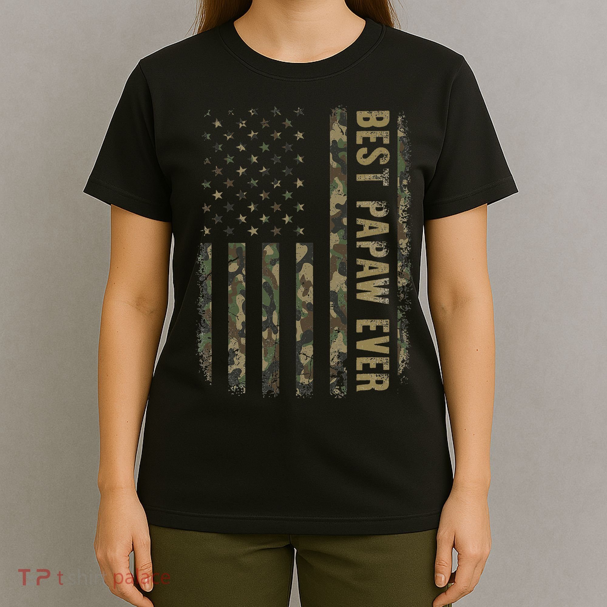 Best Papaw Ever Camouflage American Flag Father's Day T-Shirt