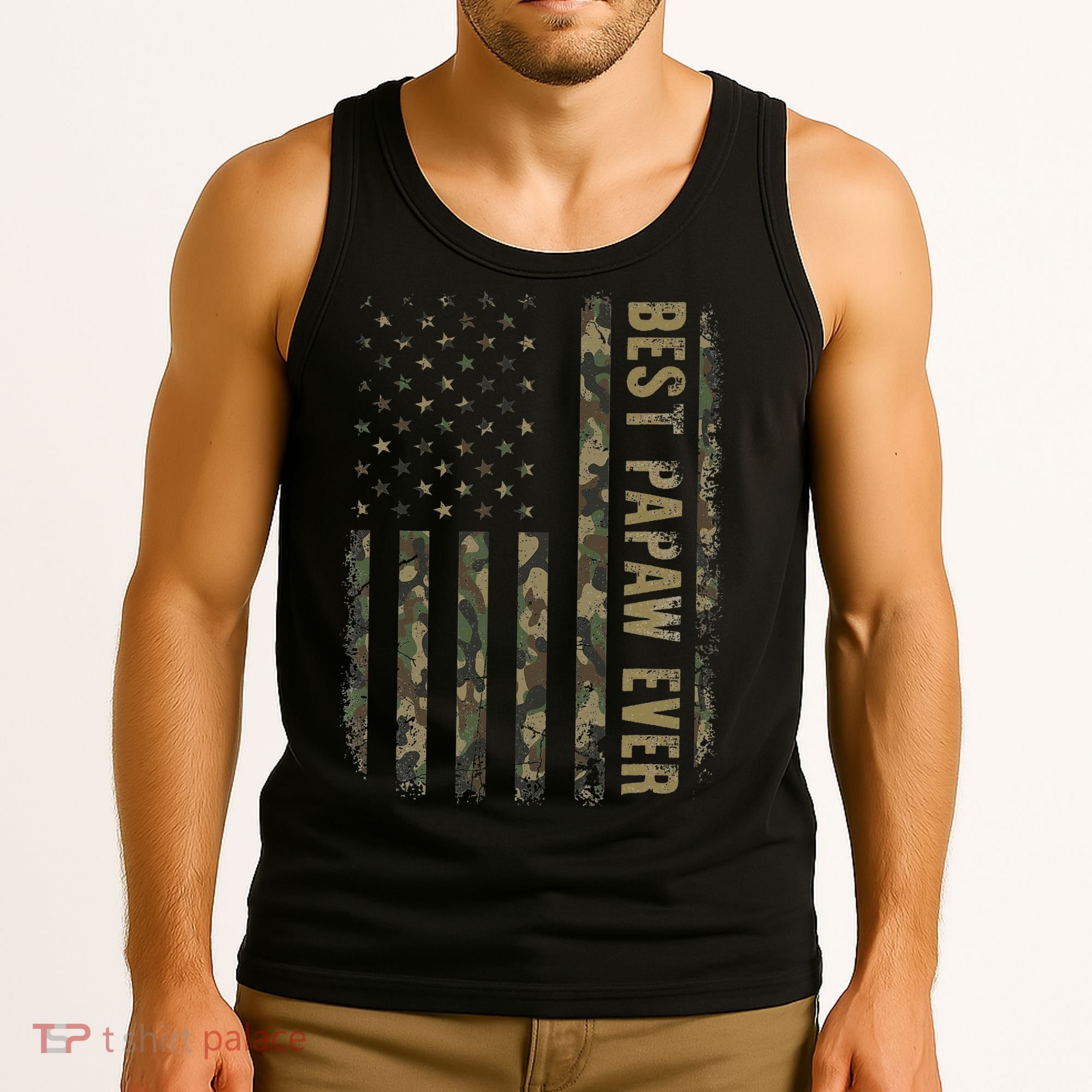 Best Papaw Ever Camouflage American Flag Father's Day Tank Top