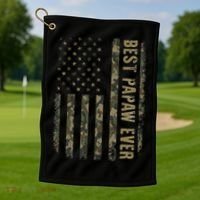 Best Papaw Ever Camouflage American Flag Father's Day Golf Towel thumb 1