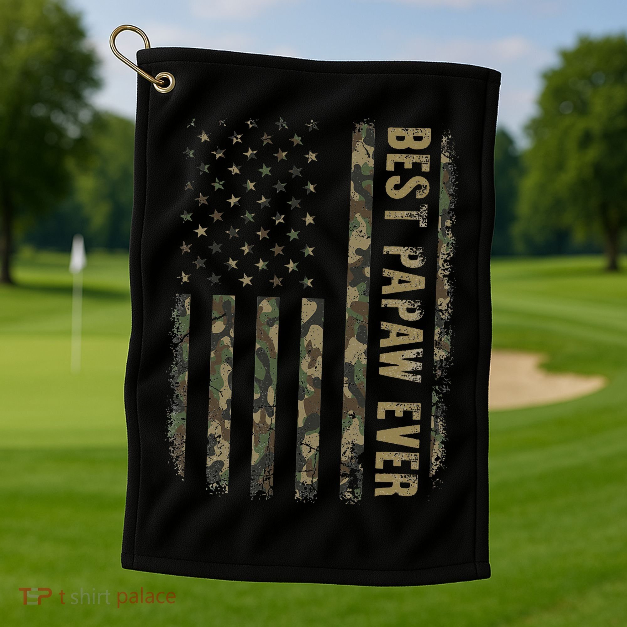 Best Papaw Ever Camouflage American Flag Father's Day Golf Towel