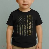 Best Papaw Ever Camouflage American Flag Father's Day Toddler T-Shirt thumb 2