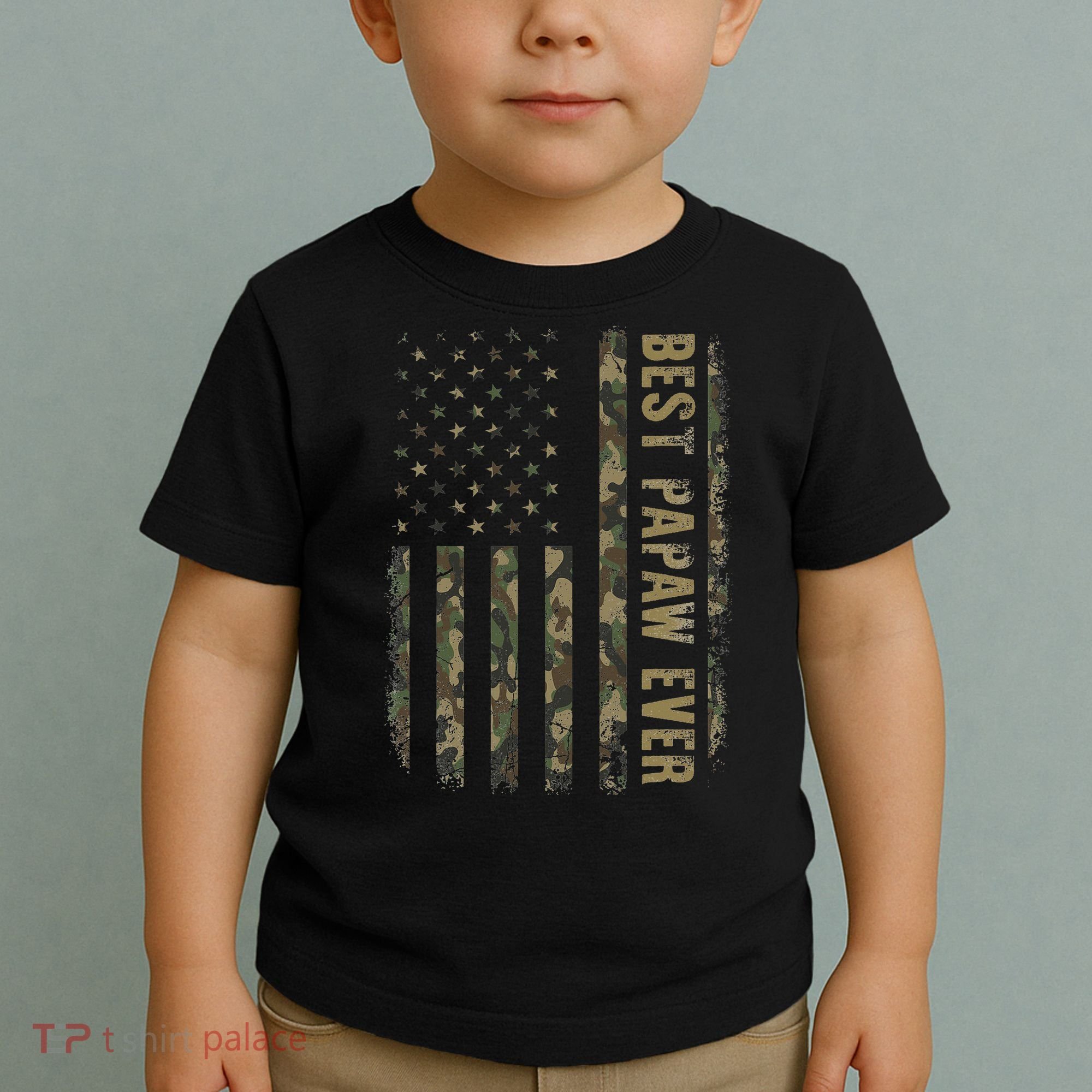 Best Papaw Ever Camouflage American Flag Father's Day Toddler T-Shirt