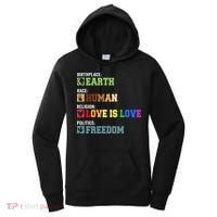 Birth Place Earth Race Human Politics Freedom Religion Love Women's Hoodie thumb 0