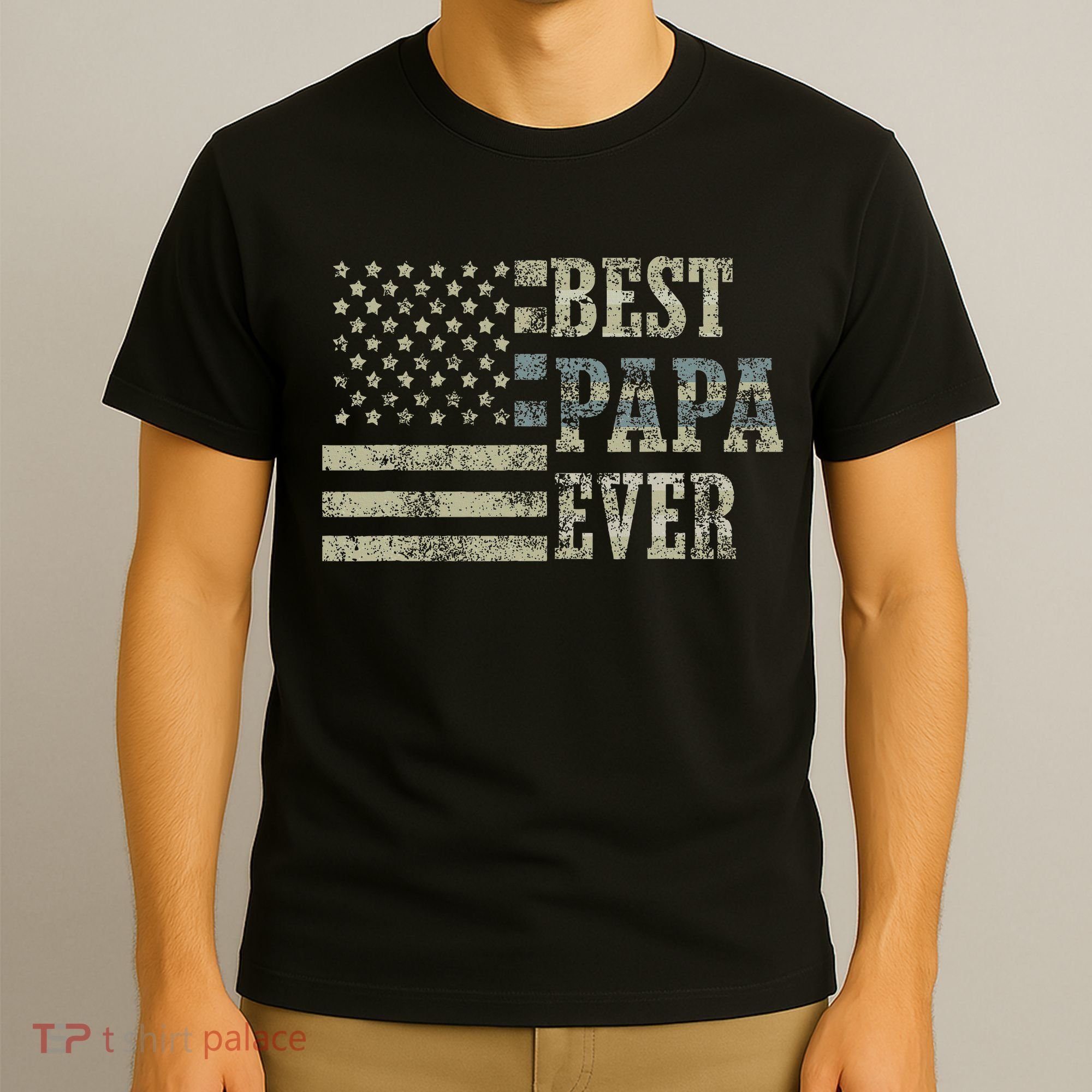 Best Papa Ever American Flag Usa Flag T-Shirt