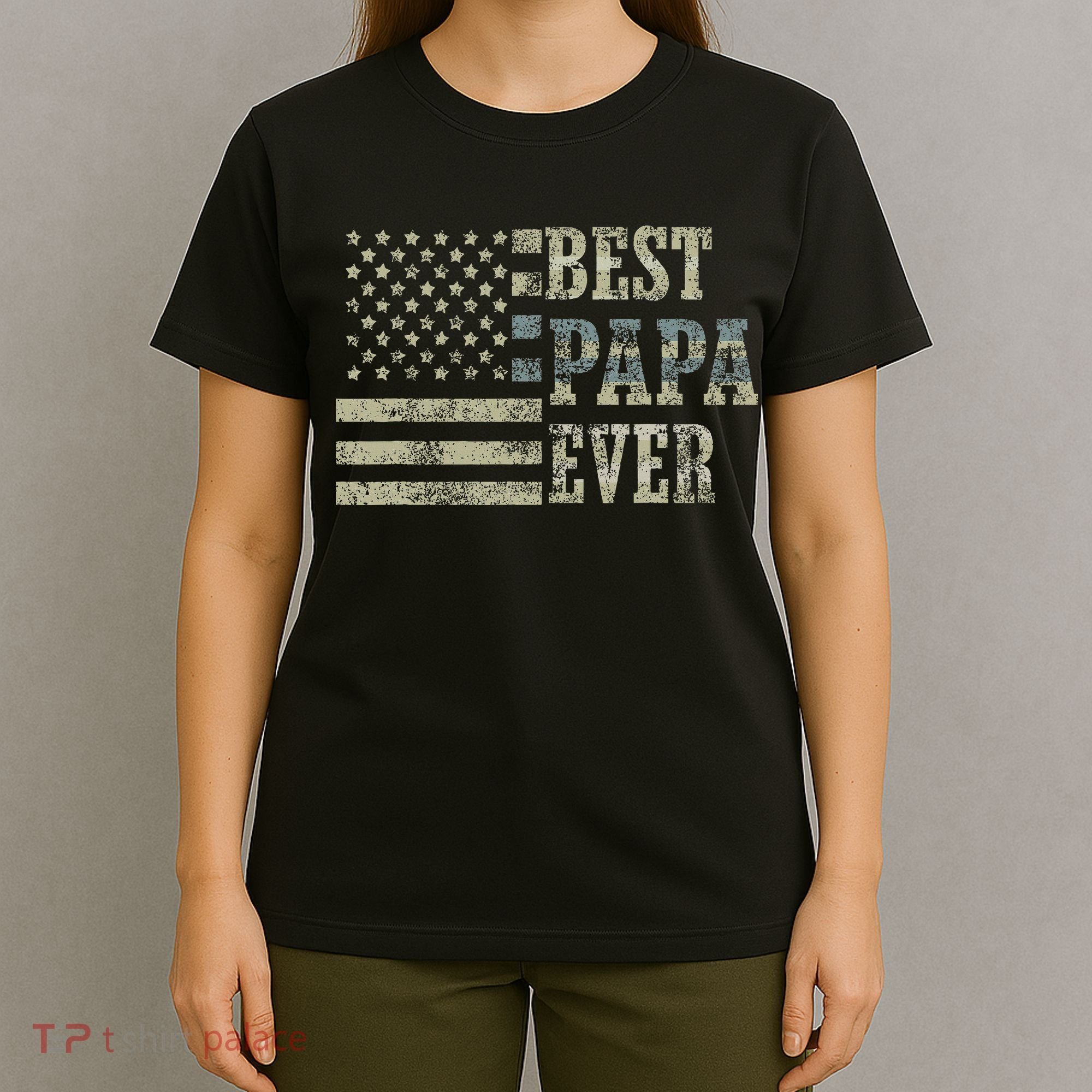 Best Papa Ever American Flag Usa Flag T-Shirt