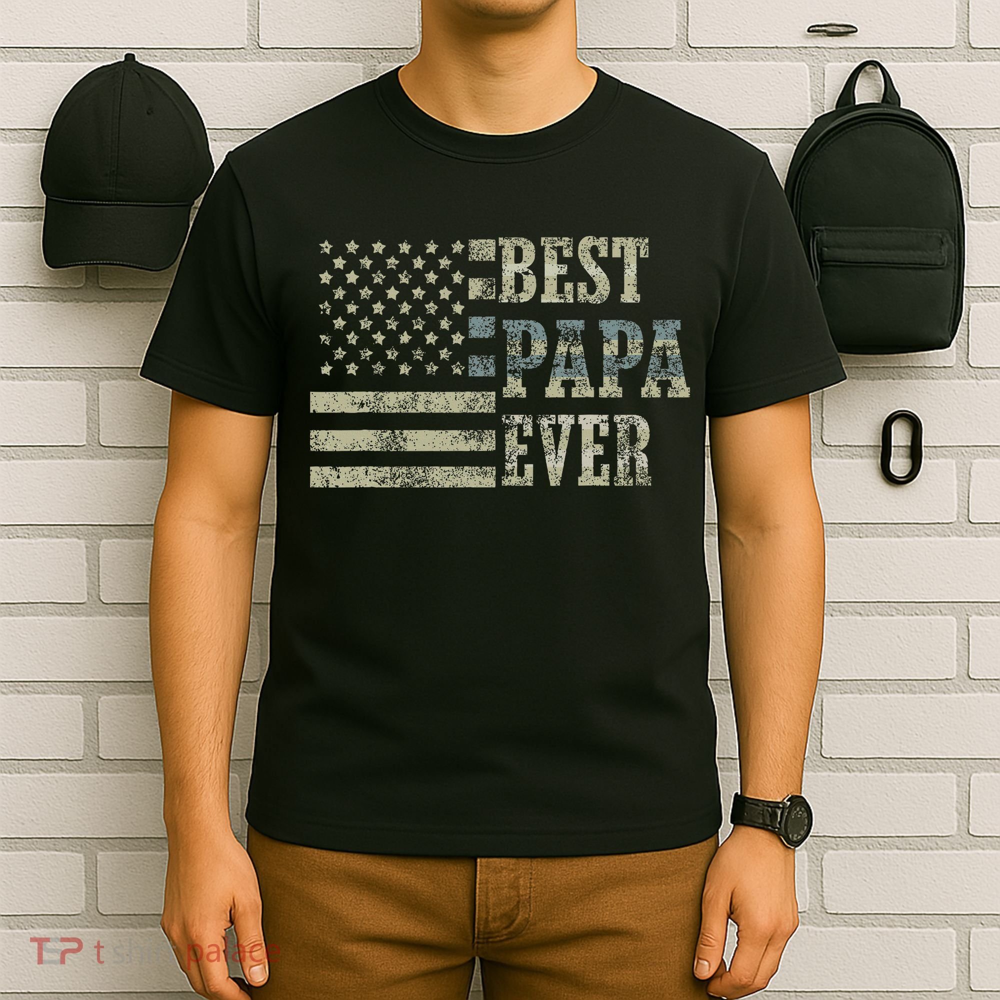 Best Papa Ever American Flag Usa Flag T-Shirt