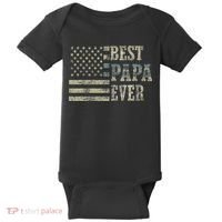 Best Papa Ever American Flag Usa Flag Baby Bodysuit thumb 0