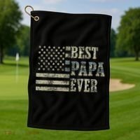 Best Papa Ever American Flag Usa Flag Golf Towel thumb 1