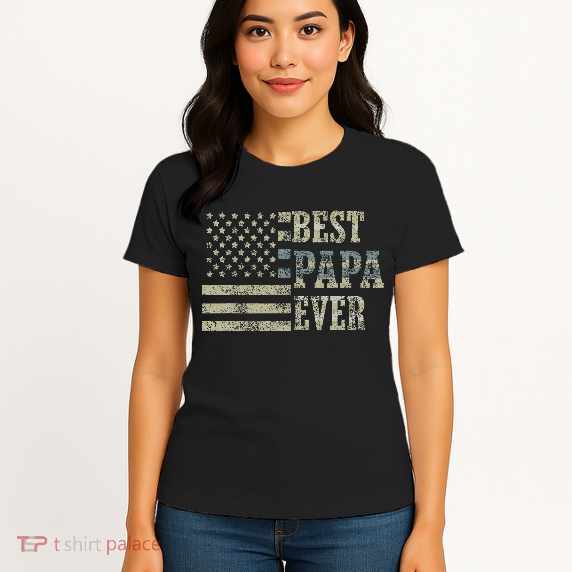 Best Papa Ever American Flag Usa Flag Women's T-Shirt