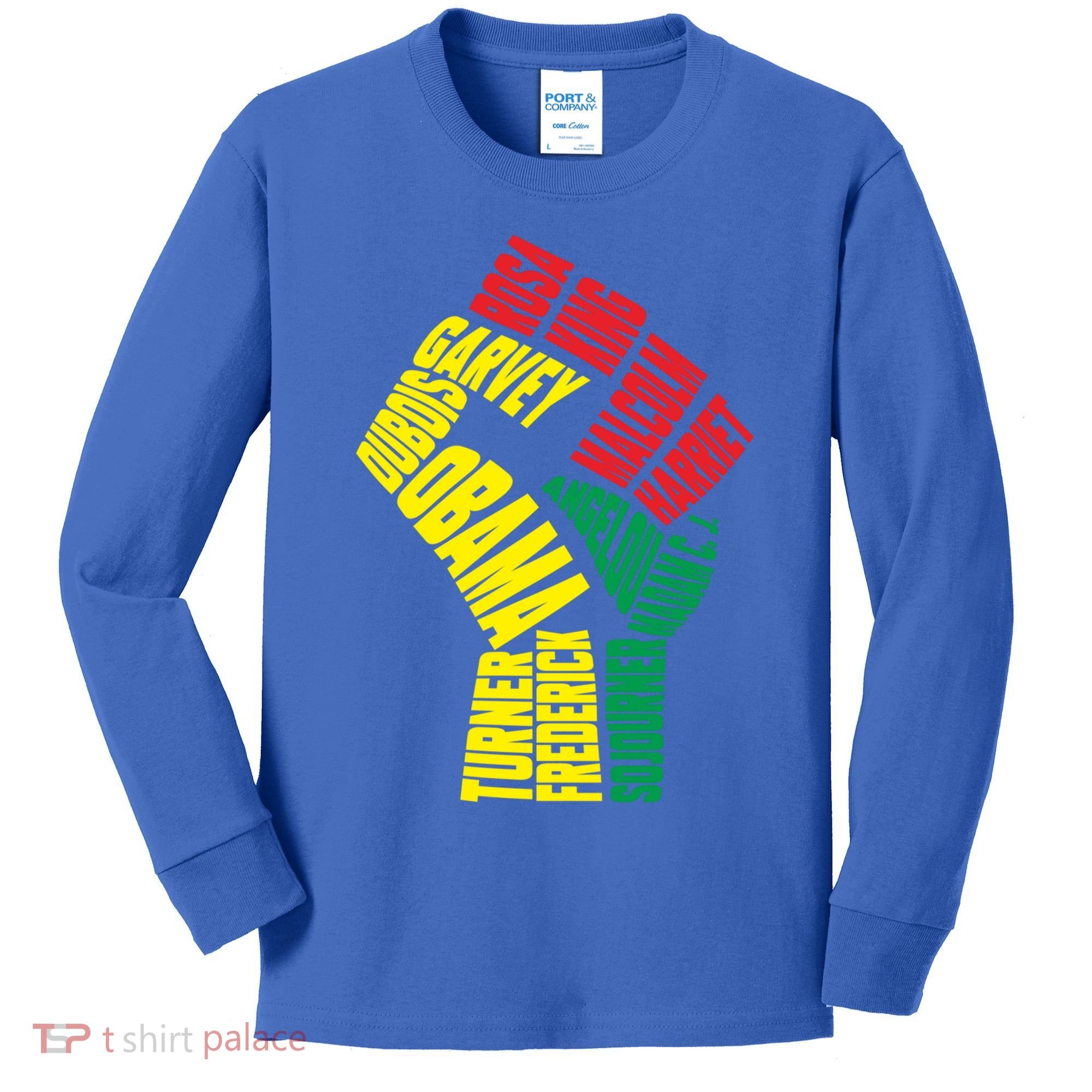 Black Power Fist Inspirational Black History Leaders Cool Gift Kids Long Sleeve Shirt