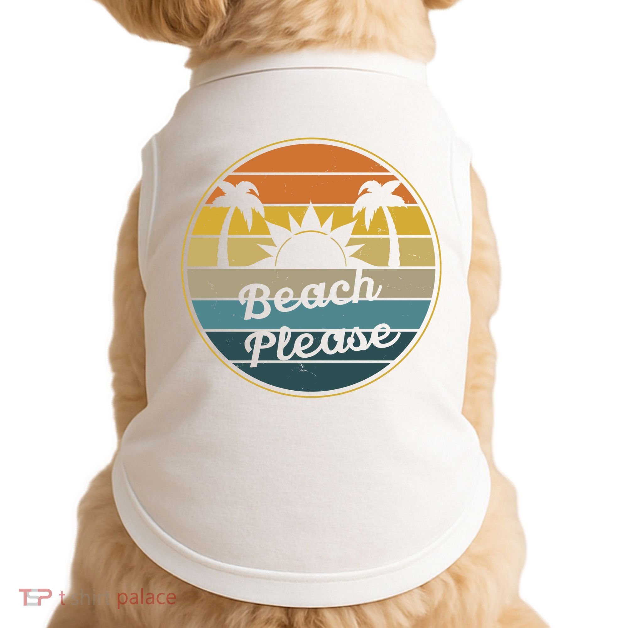 Beach Please Funny Tropical Retro Doggie Tank