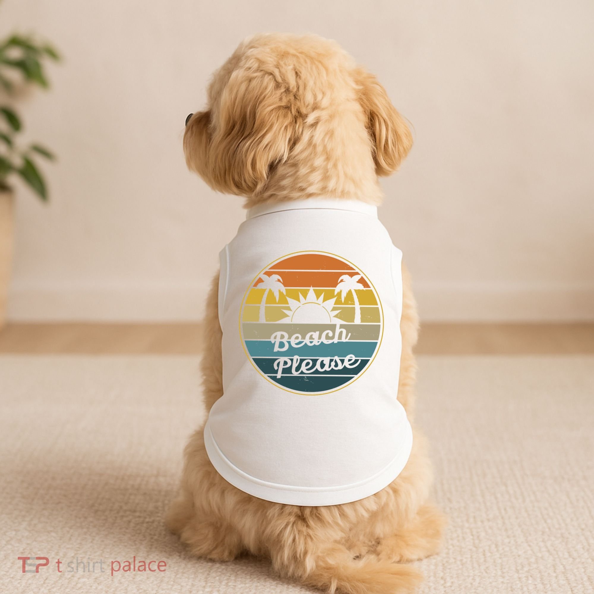 Beach Please Funny Tropical Retro Doggie Tank