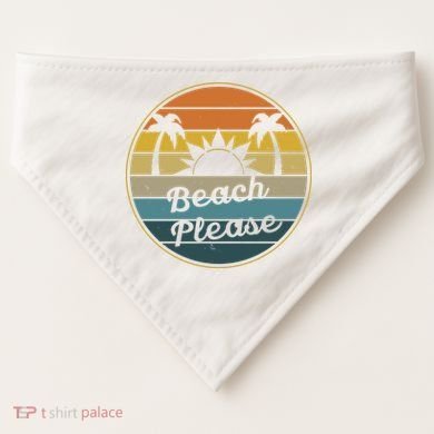 Beach Please Funny Tropical Retro USA-Made Doggie Bandana