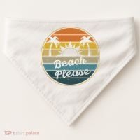 Beach Please Funny Tropical Retro USA-Made Doggie Bandana thumb 0