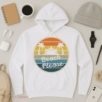 Beach Please Funny Tropical Retro Hoodie thumb 3
