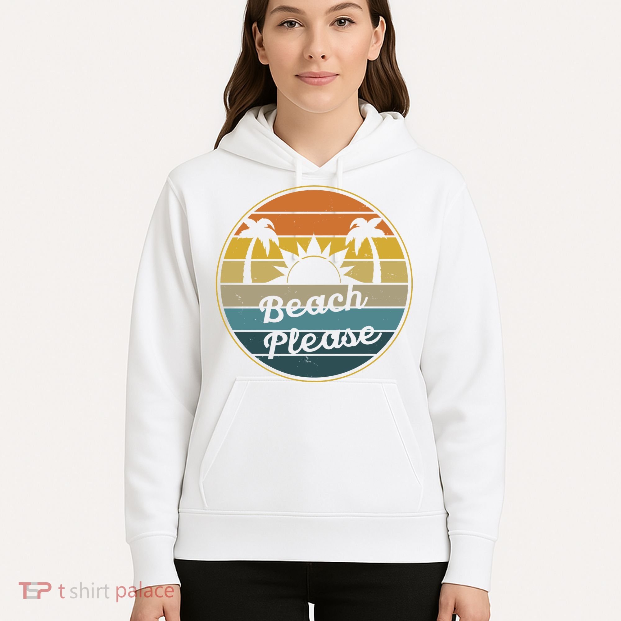 Beach Please Funny Tropical Retro Hoodie