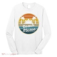 Beach Please Funny Tropical Retro Long Sleeve Shirt thumb 0