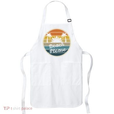 Beach Please Funny Tropical Retro Apron