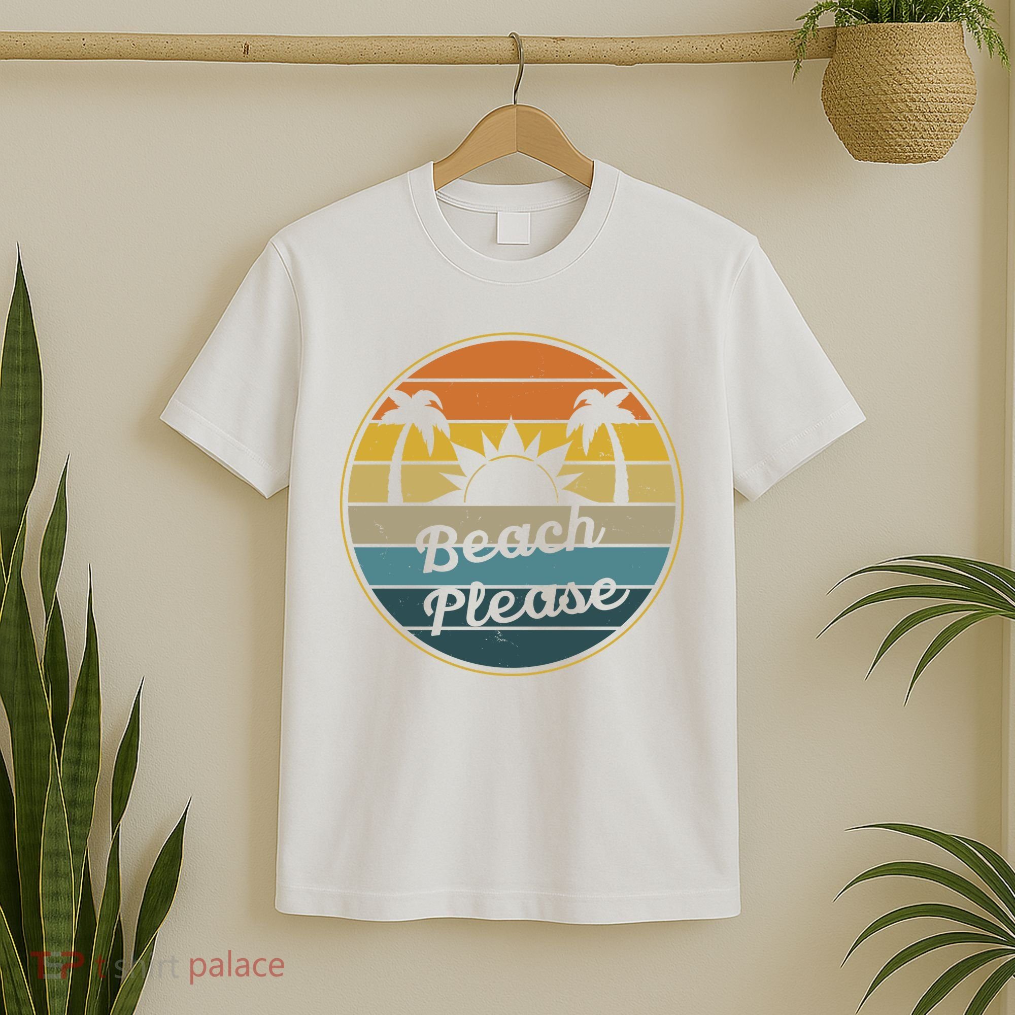 Beach Please Funny Tropical Retro T-Shirt