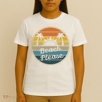 Beach Please Funny Tropical Retro T-Shirt thumb 4