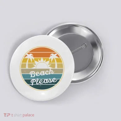Beach Please Funny Tropical Retro Button