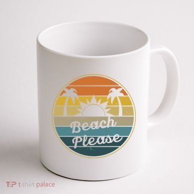Beach Please Funny Tropical Retro Coffee Mug back