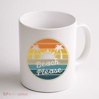 Beach Please Funny Tropical Retro Coffee Mug thumb 1