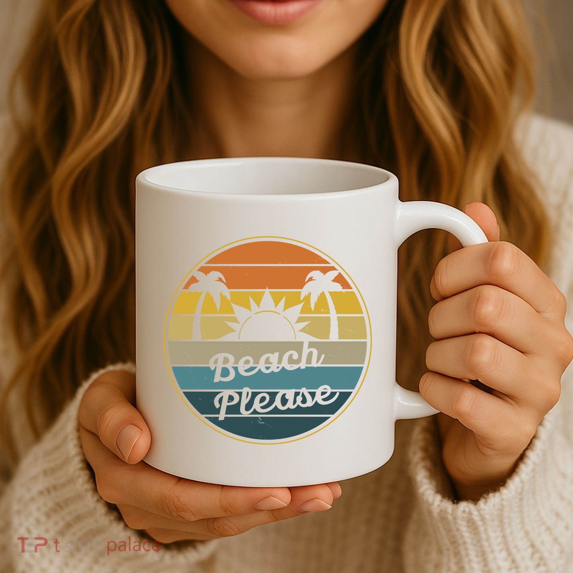 Beach Please Funny Tropical Retro Coffee Mug