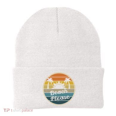 Beach Please Funny Tropical Retro Beanie