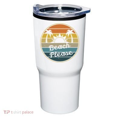 Beach Please Funny Tropical Retro Tumbler